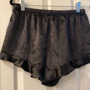 Black satin pajama short set